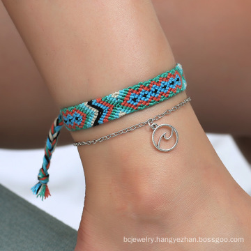 Shangjie OEM Summer beach double round wave anklet thread foot chain jewelry anklet summer anklets